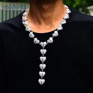 Venta caliente 925 Plata 14K Chapado en oro blanco 12mm Iced Out Iced Broken Heart Chain Collar para hombres - Product Image 2