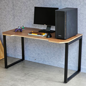 GD68082 Adjustable Height Gaming Desk 140x70cm Carbon Surface with LED Plywood Wood <b>Iron</b> Legs Easy Assembly for Bedroom Use - Product Image 6