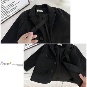 Haute qualité 3 pièces formel revers costume croix ceinture ensemble nouveauté garçons bébé vêtements tendance en gros 1-7 ans enfants hiver - Product Image 3