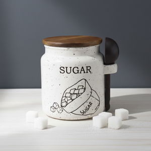 Premium Quality 3460989SA Nordic Design DURABLE PORCELAIN <b>CANISTER</b> WOOD LID &WOOD SPOON - Product Image 4