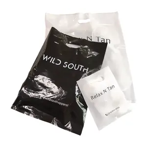 Custom Bags With Logo Plastic Waterproof Cloth Retail Shopping Bag Luxury Printed Die Cut Plastic Shopping Bag With Handle Shopp