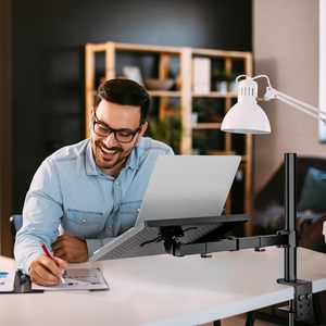 Bras de moniteur de <span class=keywords><strong>support</strong></span> de bureau <span class=keywords><strong>pour</strong></span> 1 ordinateur <span class=keywords><strong>portable</strong></span> entièrement réglable capacité de 22 lb avec <span class=keywords><strong>support</strong></span> de plate-forme de refroidissement ventilé - Product Image 4