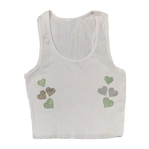 เสื้อผ้าคอลูกเรือสำหรับผู้หญิงเสื้อครอปผสมผ้าฝ้ายยืดหยุ่นระบายอากาศได้ดีลำลอง - Product Image 1