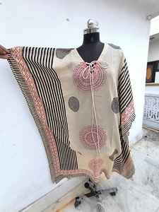 Handmade Cotton <b>Kaftan</b> <b>for</b> <b>Women</b> Floor-Length Sweet Floral Print Summer Dress Elastic Waist Casual Party Wear Elegant Gift - Product Image 3