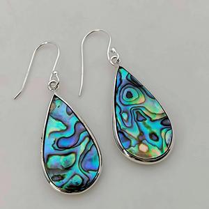 Pear Abalone Shell <b>Dangle</b> <b>Earrings</b> in 925 <b>Sterling</b> <b>Silver</b> - Product Image 2