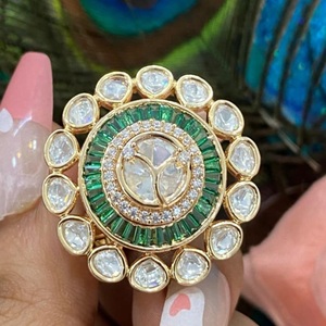 Designer High Quality Gold Plated Real Kundan Adjustable Stylish <b>Ring</b> For Function And Wedding Wear Collection For <b>Women</b> - Product Image 1