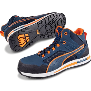 รองเท้าบูทนิรภัย Crosstwist MID ไซส์ 45 สีน้ำเงิน/ส้ม พร้อมแถบสะท้อนแสง S3S FO HRO SR 20345:2022 สติ๊กเกอร์สะท้อนแสงแบบโปรโมชั่น - Product Image 2