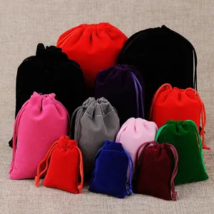 7cm*9cm High quality Royal Blue Small Packaging Bag Can Be Customized Logo Printed Drawstring Velvet Pouches