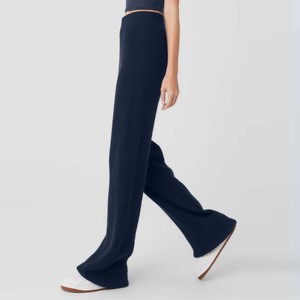 Vente en gros de pantalons de détente en tricot à taille haute pour femmes | Pantalon en tricot doux et extensible avec ceinture élastique - Product Image 2