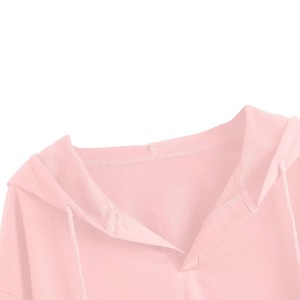 Ensemble surdimensionné 2 pièces pour femmes Sweat à capuche à épaules tombantes et pantalons de jogging Tops à capuche courts ODM Supply - Product Image 3