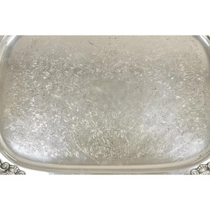Plateau de service festonné en argent plaqué, plateau de service ajouré, plateau plaqué, style vintage anglais en argent plaqué victorien - Product Image 4