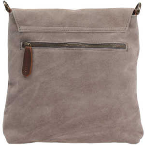 Bolso cruzado de cuero de gamuza gris de último diseño, elegante, bohemio, correa de hombro ajustable, cadenas bordadas con solapa - Product Image 3