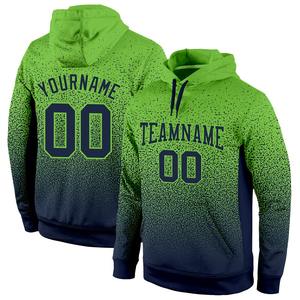 Cousu personnalisé néon vert marine fondu mode sport pull sweat à capuche - Product Image 1