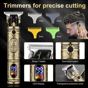 Juego de Cortapelos Profesional con Cuerpo Metálico, Afeitadora Eléctrica con Recortadora de Cuchilla en T y Recortadora de Vello Nasal, Alimentación por USB y Batería - Product Image 5