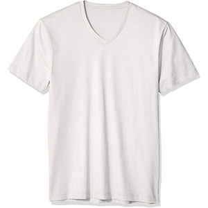 Vente en gros T-shirts à col en V pour hommes T-shirt uni grande taille respirant en coton biologique Impression de logo personnalisé Doux et confortable - Product Image 5