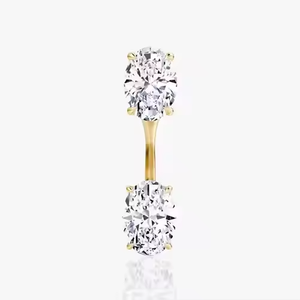 Elegante 10K oro forma ovalada laboratorio cultivado diamante pendientes moda todos los días comodidad joyería declaración-hacer brillo regalo perfecto para - Product Image 4