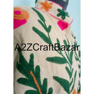 Veste Cotrise brodée à la main, manteau ethnique d'hiver/printemps, vêtement traditionnel, doublure en coton, écologique pour les fêtes - Product Image 3