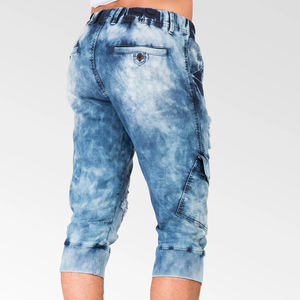 OEM <b>High</b> Street Solid Streetwear Vintage Washed Cargo Pants Casual Mid <b>Waist</b> Denim Jort <b>Men</b> Custom Embroidered Logo 100% Cotton - Product Image 5