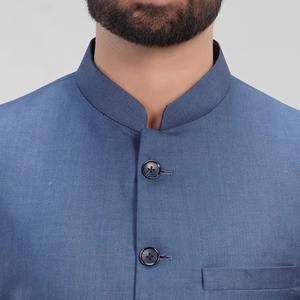 La Scoot Hombres Básico Formal 2 piezas Estilo Jodhpuri Stand Collar Traje Sólido Poliéster Viscosa Botón Fly Longitud larga Ajuste regular - Product Image 1