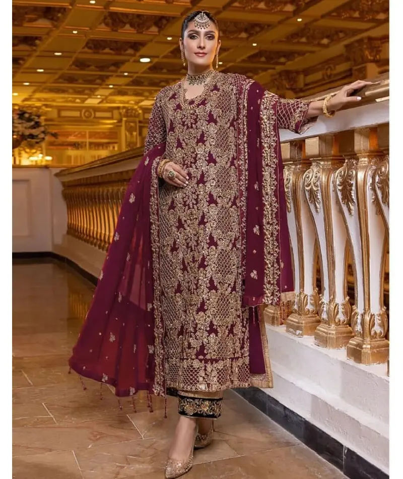 Designer Salwar Kameezanzug Stone Dupatta indische Kleidung Stickereiarbeit Georgette pakistanische Damen Damenbekleidung Kollektionen