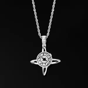 Collier pendentif hip-hop pour homme en alliage plaqué or poli sur mesure avec diamants CZ glacés - Product Image 4