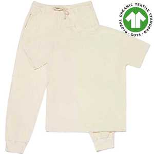 Paquete natural de algodón orgánico para mujer-Pantalones para correr + Camiseta de cuello redondo unisex, sin teñir, súper suave, ajuste relajado para ropa informal - Product Image 3