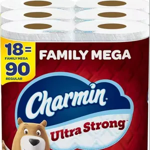 กระดาษชําระสัมผัสสะอาด Charmin-Strong แข็งแรงพิเศษ 18 ม้วนใหญ่สําหรับครอบครัว = 90 ม้วนปกติ