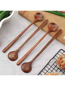 Juego de 3 utensilios de teca de madera natural Cuchara y espátula de nueva forma para cocina Utensilios de cocina para hoteles Elaborados a partir de artesanías naturales - Product Image 2