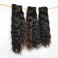100% Remy pur jeune vierge naturel ondulé faisceaux de cheveux vendeur couleur noire fabrication indienne temple extensions de cheveux humains