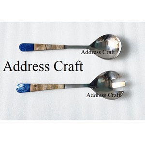 Latest Design Kitchenware 18/8 Stainless Steel <b>Salad</b> Server With Resin Handle Utensils <b>Salad</b> Spoon Fork Set <b>Salad</b> <b>Tools</b> Homeware - Product Image 1