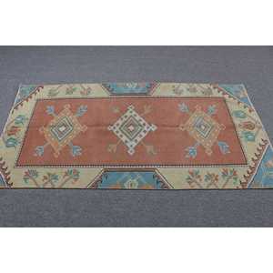 3x6.1 ft Vintage Turkish Rug, Accent Rug, <b>Brown</b> <b>Wool</b> Rug - Product Image 3