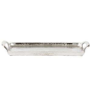 Bandeja de metal de aluminio vintage personalizada con acabado dorado Bandeja de servicio ecológica con asas de mármol - Product Image 2