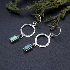 Hot Selling Vintage Elegant <b>Jewelry</b> Earrings S925 Sterling Silver Plated <b>Emerald</b> Cut Labradorite Gemstone Bezel <b>Set</b> Drop Earring - Product Image 3