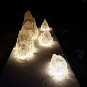 Escultura de roca de acero inoxidable, luz LED de Metal personalizada para jardín al aire libre, a <span class=keywords><strong>la</strong></span> venta - Product Image 3
