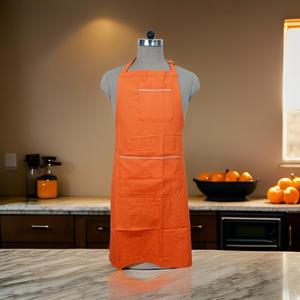 ผ้ากันเปื้อนผ้าฝ้ายเดนิมสีส้มมีกระเป๋าคู่พร้อมสายรัดปรับระดับได้สำหรับใช้ในโรงแรมและบ้าน - Product Image 1