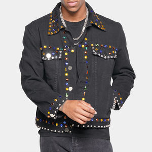 Hot Selling Premium Quality Canvas Thin Stand Collar Front Logo <b>Rhinestone</b> <b>Jacket</b> Warm Winter Comfortable Breathable High Street - Product Image 1