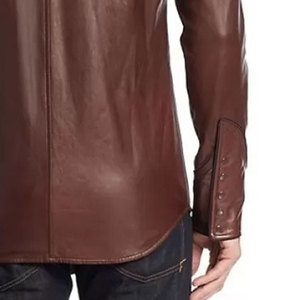 Camisa de cuero informal de moda para hombre al por mayor, diseño clásico de cuero para hombre con servicio OEM y logotipo personalizado - Product Image 4