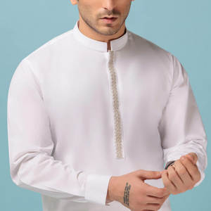 Col montant hommes Shalwar Kameez costumes avec poches latérales meilleurs vêtements traditionnels hommes Shalwar kameez à vendre - Product Image 4