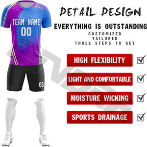 Vente en gros de maillots de football Slim Fit, uniformes de football à impression numérique personnalisables avec logo de club, ensemble complet, style haut, maillot - Product Image 2