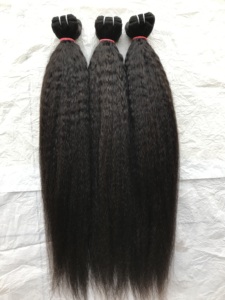 Extensions de cheveux humains vierges indiens, 28 pouces, lisses et crépus, double trame, pour femmes, noires, prix de gros - Product Image 2