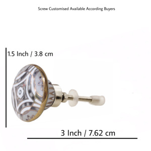 Tiradores hexagonales industriales de cerámica con flor de trabajo dorado gris oscuro marroquí, tiradores de manija de cajón de armario para dormitorio, armario, tocador - Product Image 3