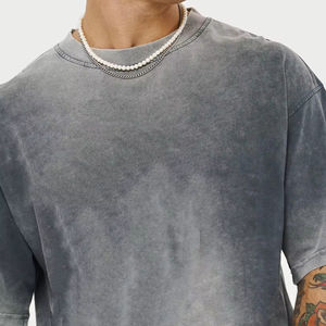 T-shirt pour homme avec logo personnalisé Streetwear Blamk Épaule tombante surdimensionnée Lavé à l'eau acide T-shirts pour homme - Product Image 4