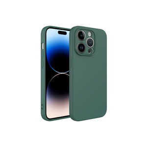 Coque de téléphone en silicone liquide vert foncé de qualité supérieure pour iPhone 14 Pro Max, coque souple en silicone, protection de l'appareil photo, coque de lancement - Product Image 1