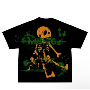 เสื้อยืดผ้าฝ้ายสีไม่เป็นกรดสำหรับผู้ชายเสื้อยืดผ้าฝ้ายโอเวอร์ไซซ์พิมพ์ลายสกรีนผ้าไหมลาย220 GSM 100% เป็นมิตรกับสิ่งแวดล้อม - Product Image 2