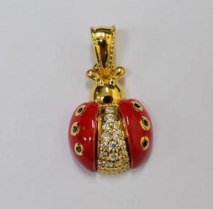 Collar Minimalista de Mariquita Chapado en Oro de 14K S925 con Circonita Cúbica Negra y Circonita Cúbica Personalizable para Venta al por Menor, OEM, ODM - Product Image 1