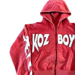 Best Quality Heavy Weight 450GSM Acid Washed Print Fleece Vintage Winter <b>Thermal</b> Streetwear Hoodie <b>Men</b> Custom <b>Top</b> Zip XS Hooded - Product Image 6