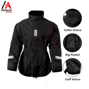 Conjunto de Chaqueta y Pantalones Impermeables y Cortavientos Unisex Negros, Cuello Alto, Diseño Reflectante, Trajes de Motocicleta Ligeros y Transpirables - Product Image 4