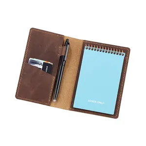Mini diario cuero genuino encuadernado vintage papel diario Cuadernos para negocios/escuela/regalo/estudiantes