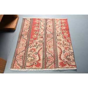 Traditional <b>Red</b> Beige rug 3,4 x 3,8 ft Turkish Rugs - Product Image 1