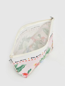 Sac cosmétique à fermeture éclair en toile rayée avec logo personnalisé, pochette de maquillage, sac de voyage, étiquette privée, fabricant OEM ODM - Product Image 3